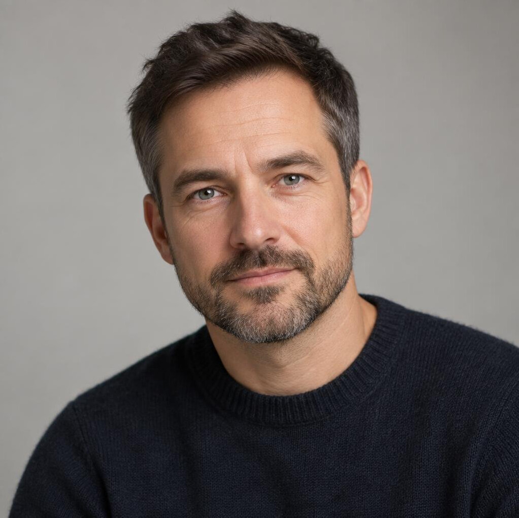 Portrait of a bearded man looking at the camera