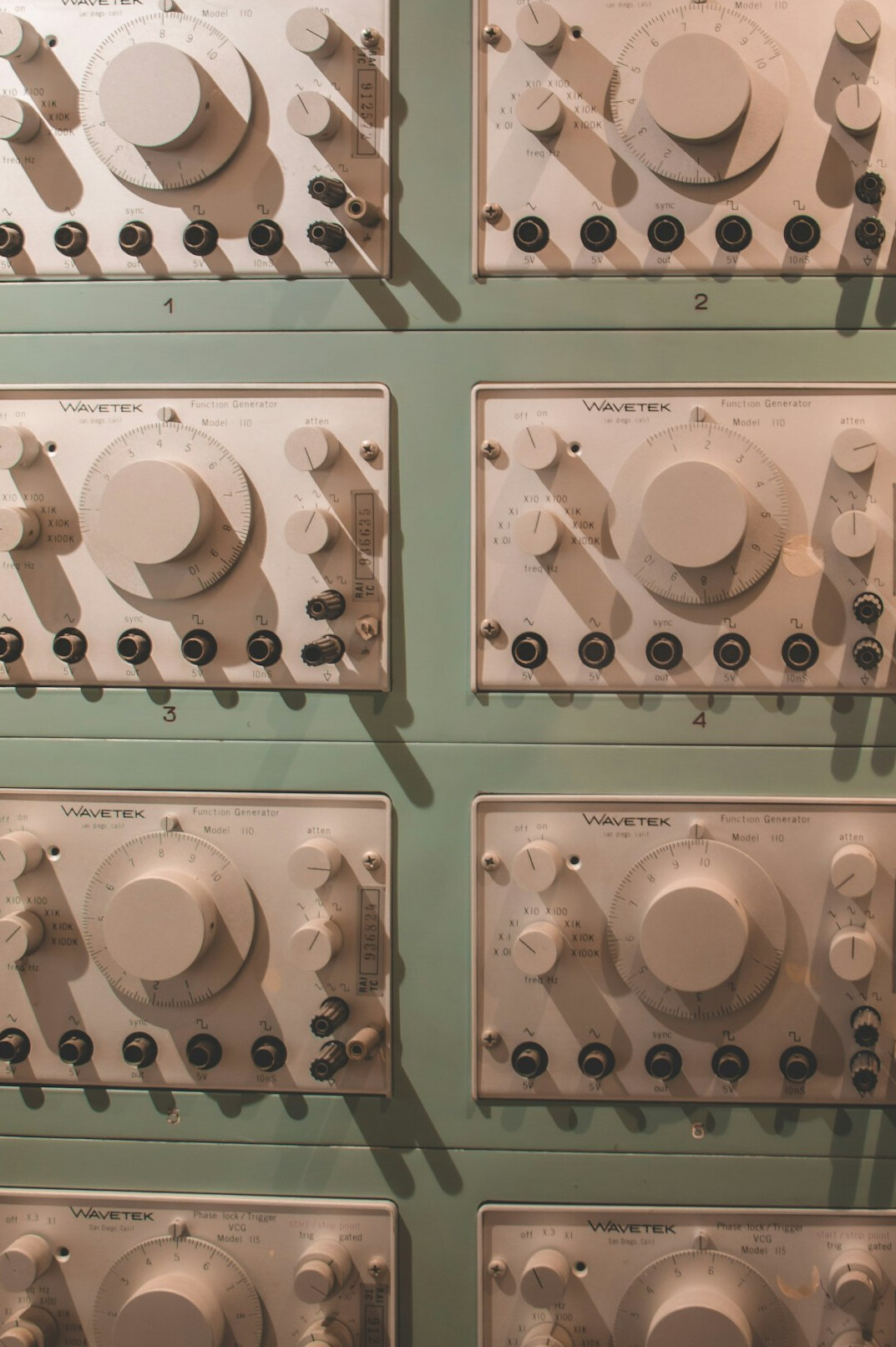 Vintage television studio control room with analog dials